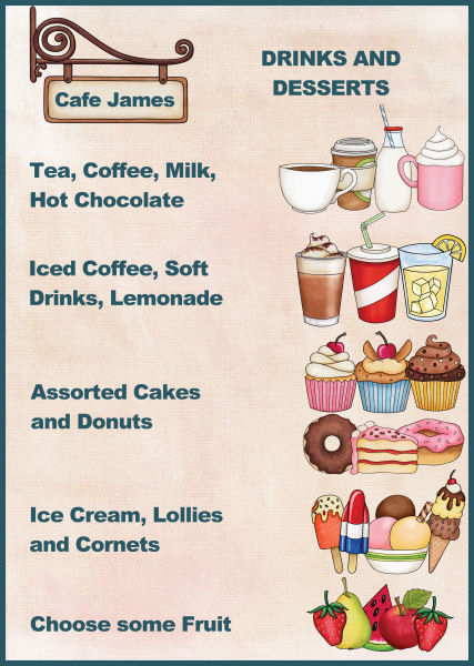 Drinks and Desserts Menu