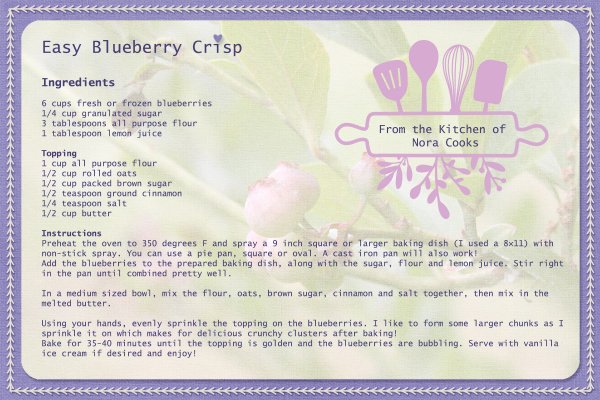 Easy Blueberry Crisp Recipe Card