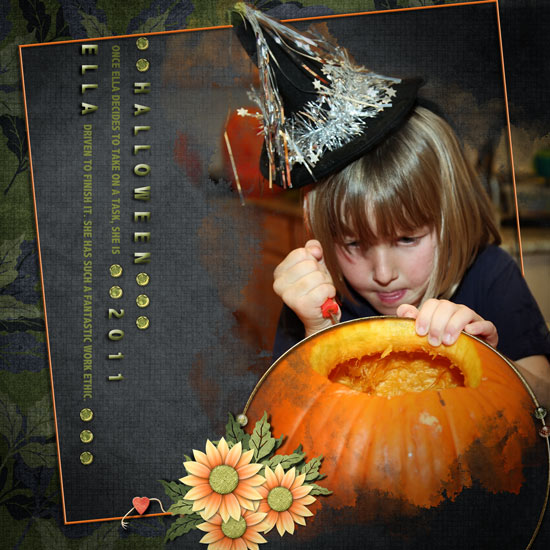 Ella Carving a Pumpkin