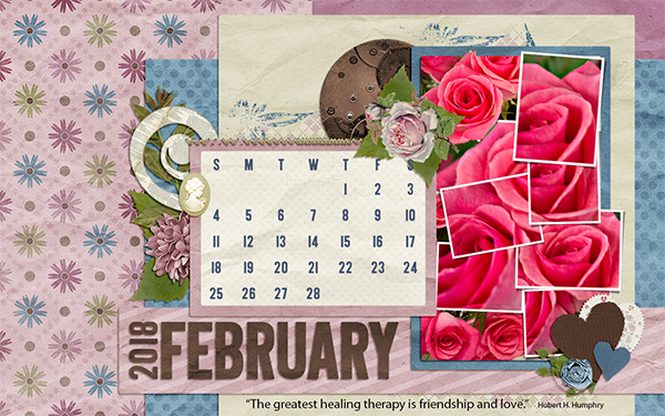 Feb. desktop calendar