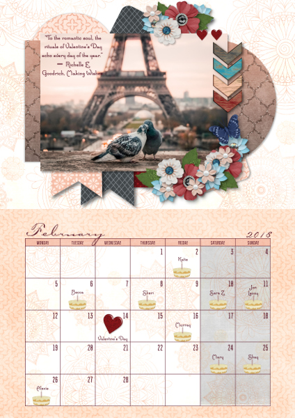February 2018 A4 Calendar