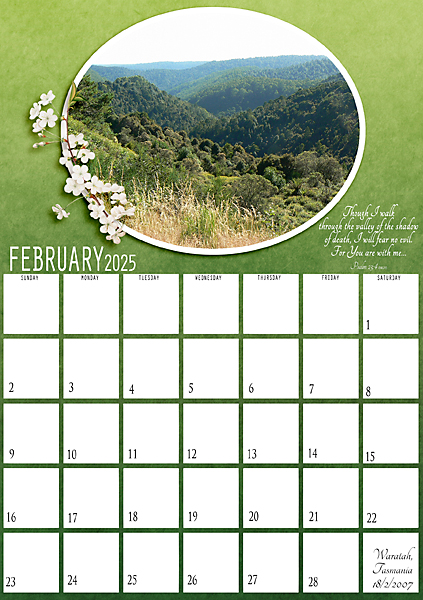 February 2025 Calendar page