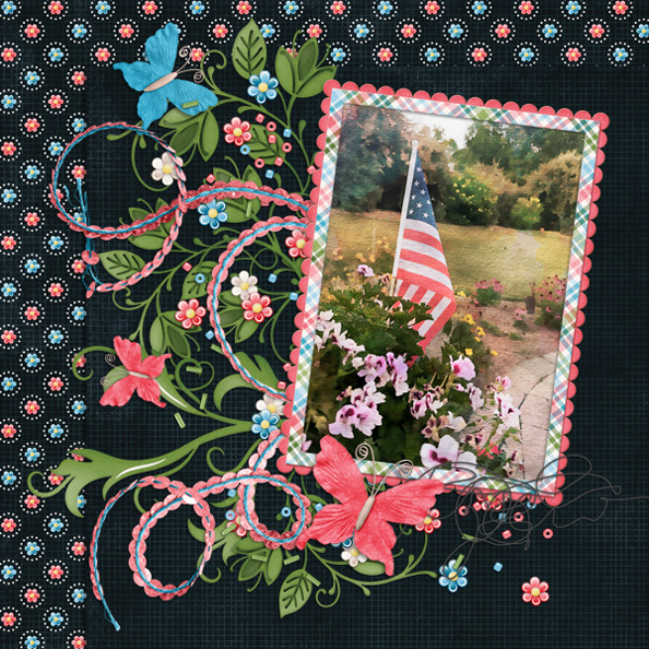 Flowers and Flag