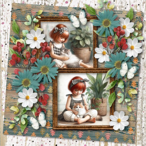 girl and cat scraplift