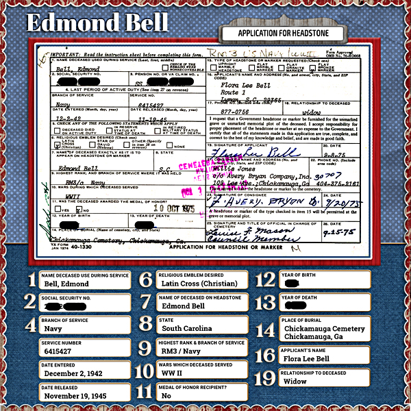 Grandfathers grave marker application