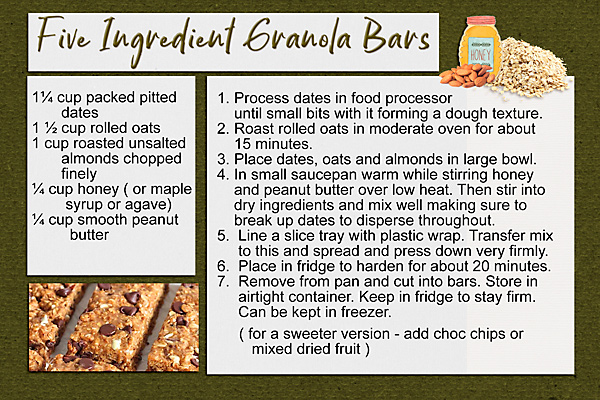 Granola Bars Recipe Card