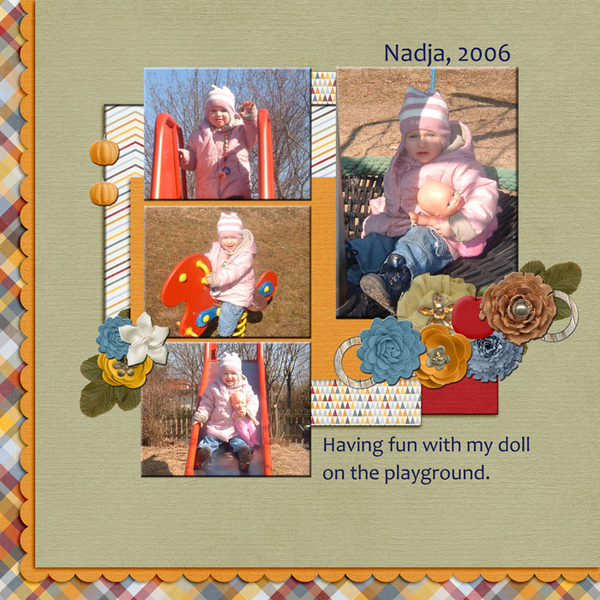having fun with my doll on the playground