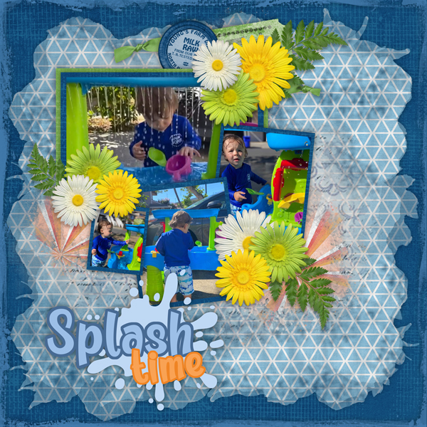 Inky Edges 1, Faded Backgrounds,  Layered Summer Titles with  Spring Blooms