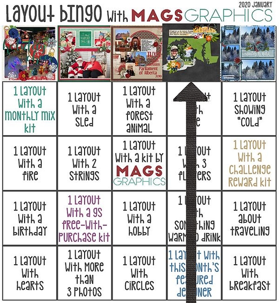 January 2020 Layout Bingo Challenge Card