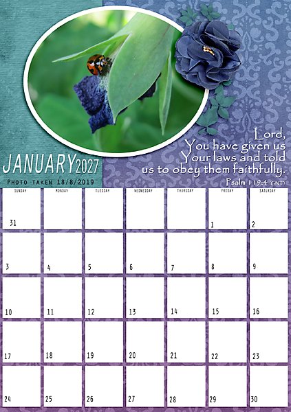 January 2027 Calendar page