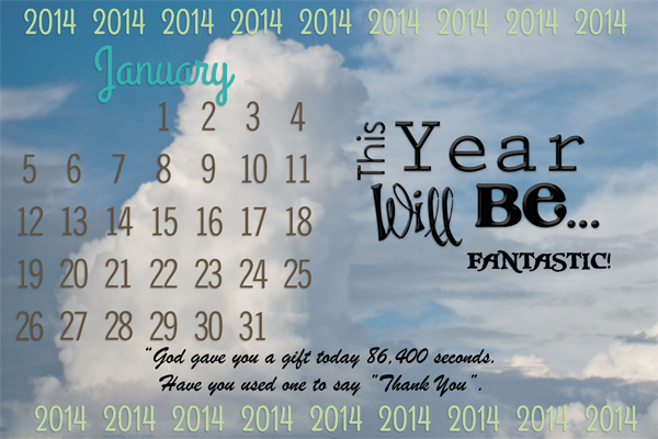 January Calendar with quote