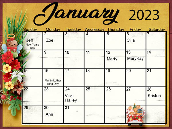 January Calendar