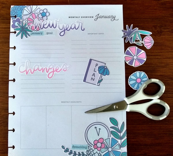 January Monthly Planner page
