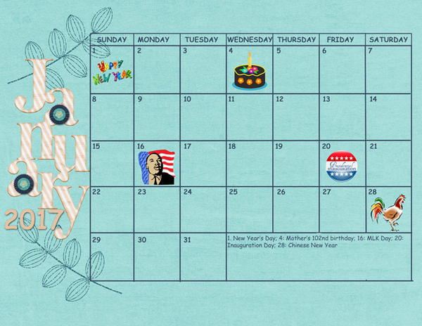 January Sum Up Calendar