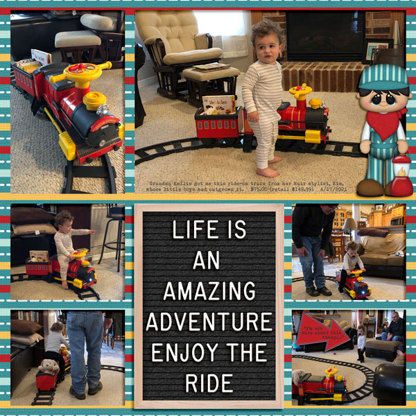 Jaxon got a Ride-On Train 4.17.2021