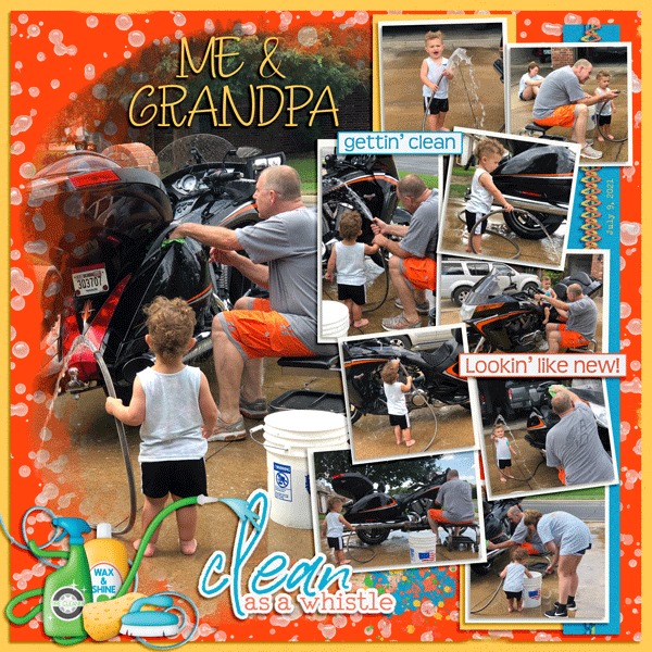 Jaxon helping Grandpa wash motorcycle 7.9.21