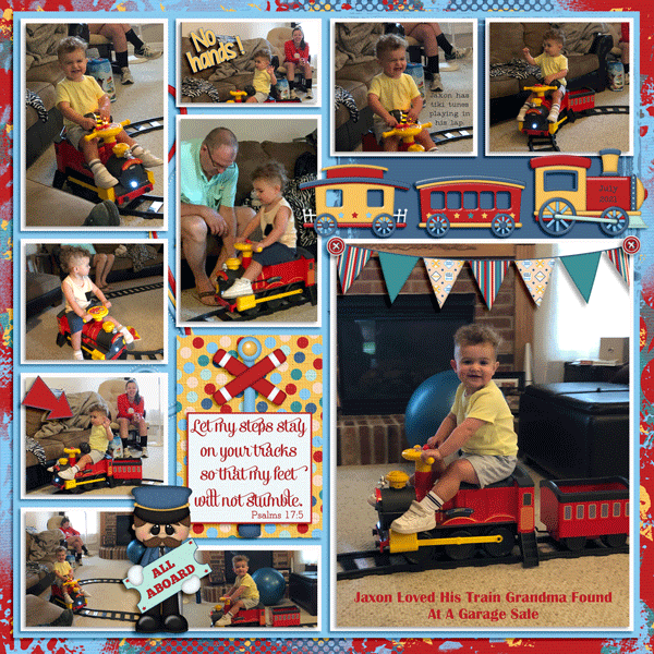 Jaxon riding his train 7.9.2021