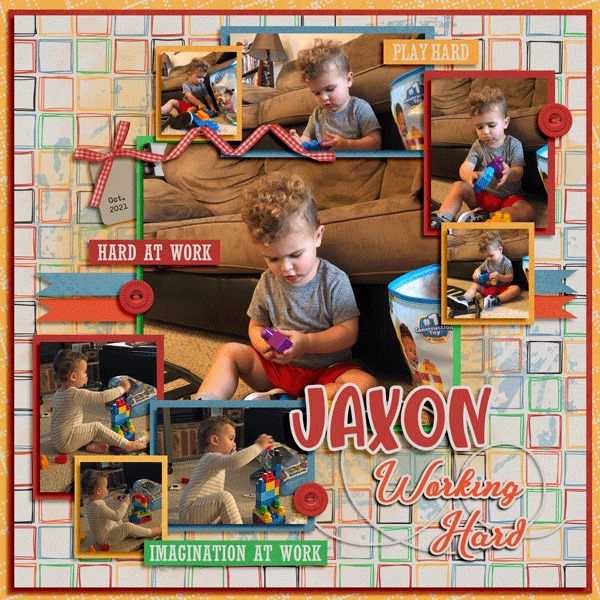 Jaxon working hard building 10.9.2021
