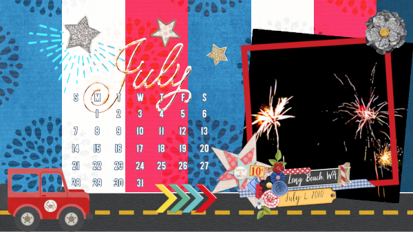 July 2019 Calendar with Fireworks at Long Beach, WA