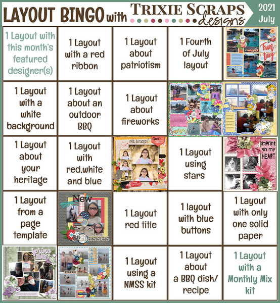 July 2021 Layout Bingo Card
