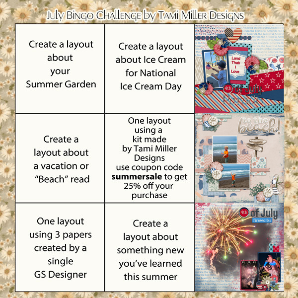 July 2023 Layout BINGO Challenge