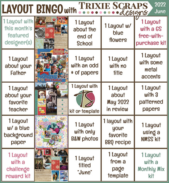 June 2022 Layout Bingo Challenge