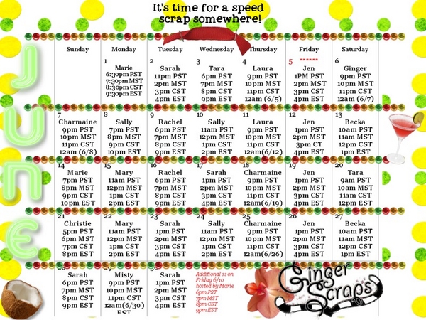 June Spped Scrap Schedule
