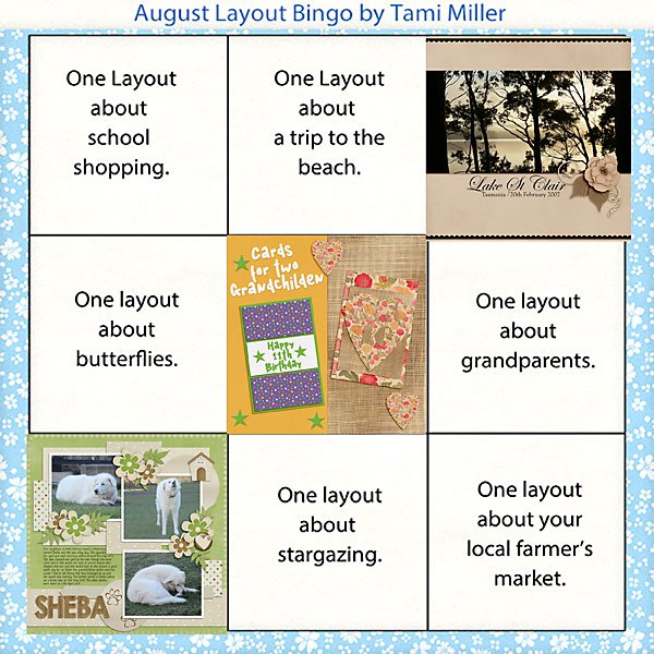 Layout Bingo Chart for August