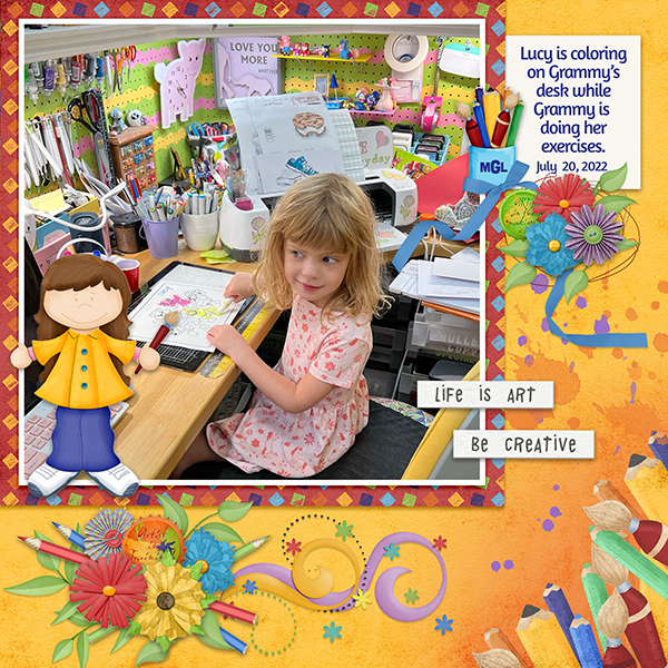 Lucy coloring in my art room.