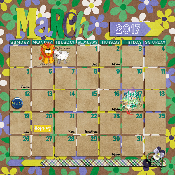March 2017 Calendar