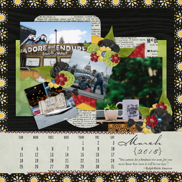 March 2018 12X12 Calendar