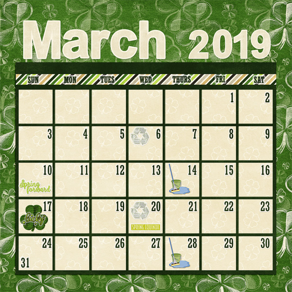 March 2019 Calendar Bottom