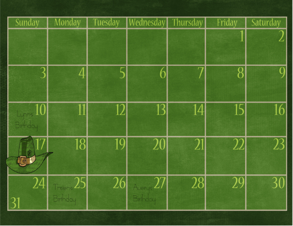 March 2019 Calendar Bottom