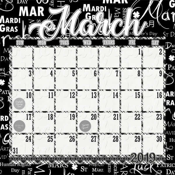 March 2019 Calendar