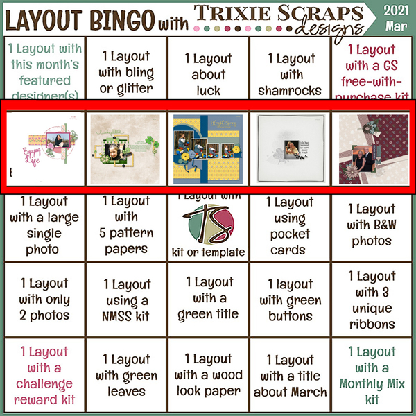 March 2021 Layout Bingo