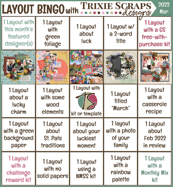March 2022 Layout Bingo