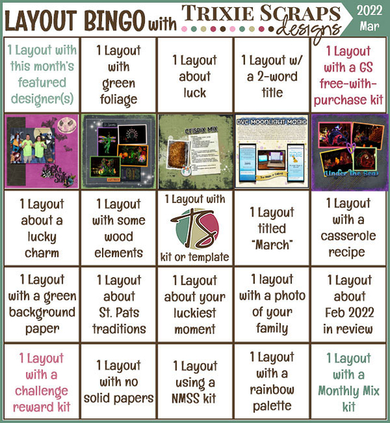 March 2022 Layout Bingo