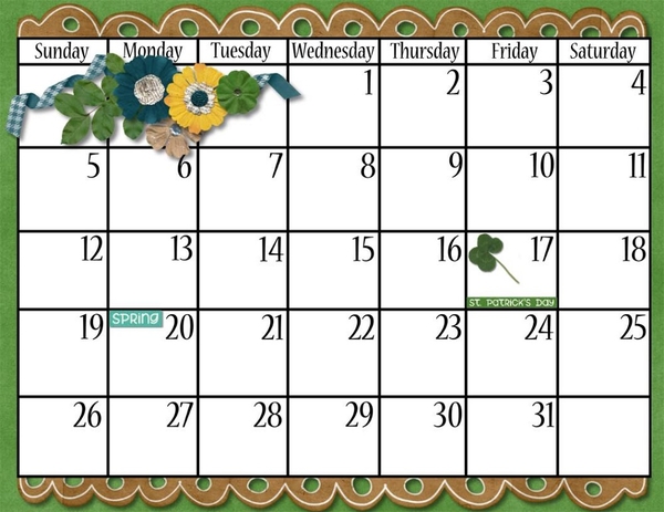 March 2023 Calendar Bottom