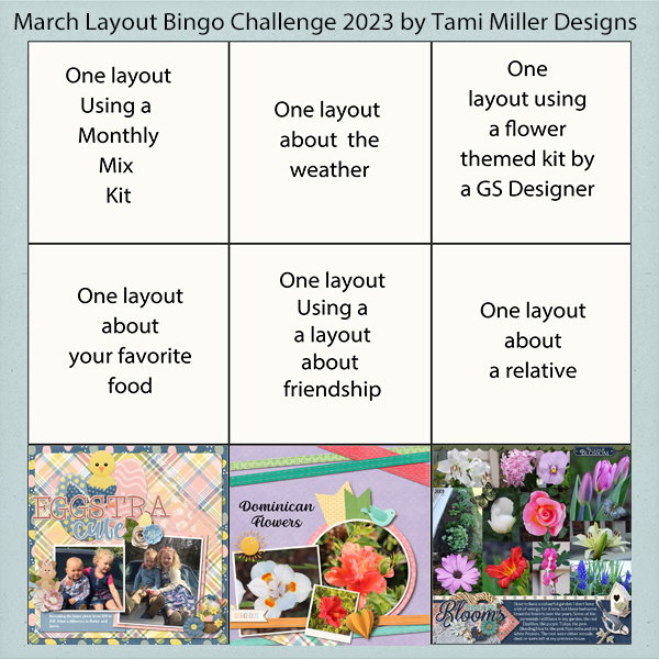 March 2023 Layout Bingo Challenge