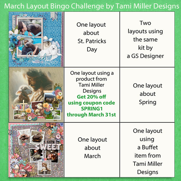 March 2024 Layout Bingo Card
