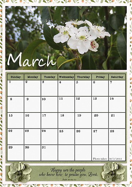 March 2026 Calendar Page