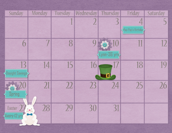 March Calendar {Bottom}