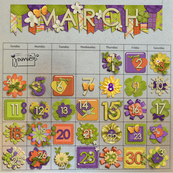 March Hybrid Calendar