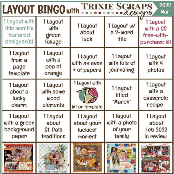 March Layout Bingo Card