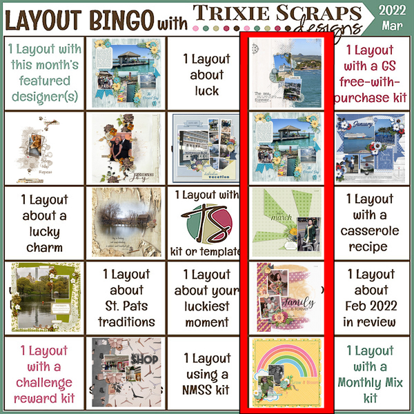 March Layout Bingo Challenge