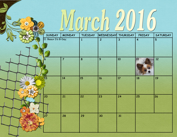 March Sum Up Calendar