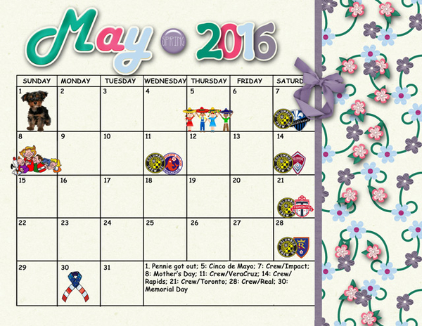 May 2016 Sum Up Calendar