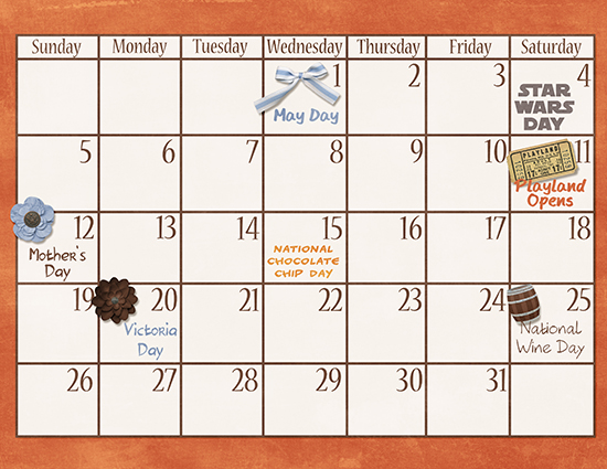 May 2019 Calendar Grid