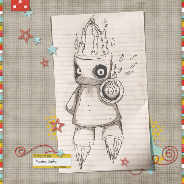 M's Stone Fire Dude Drawing