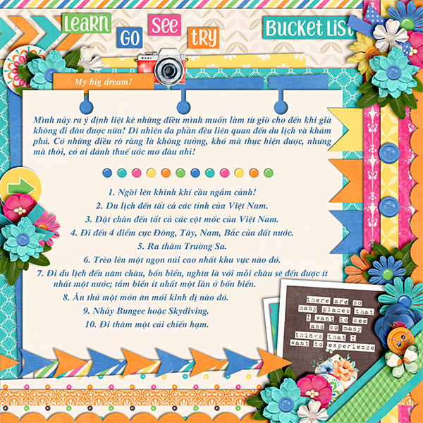 My bucket list